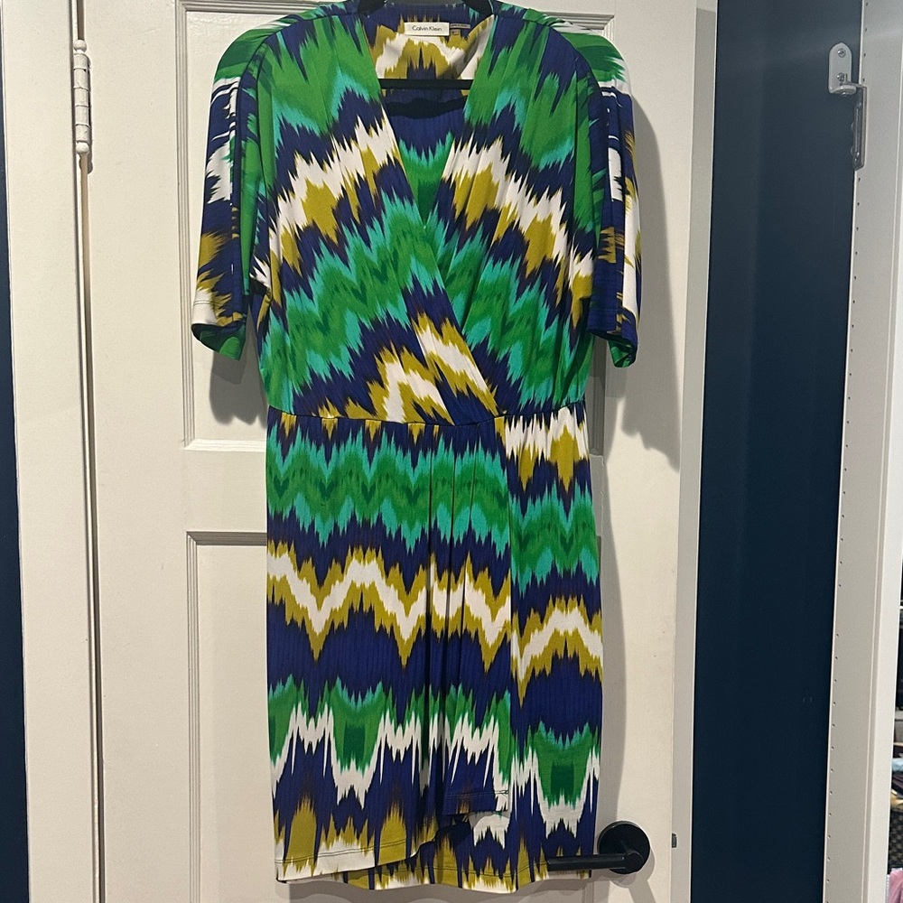 Calvin Klein Multicolor Patterned Wrap-Style Dress